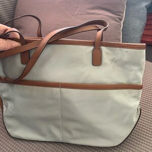 Elegant Cream and Brown Tote Bag